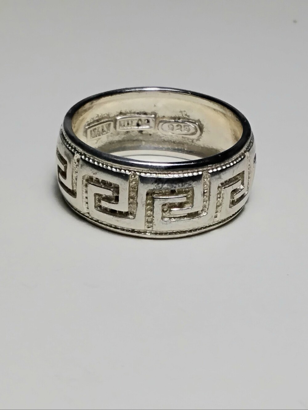 925 Silver Italy Milor Greek Key Band Ring Sz 8-1/2